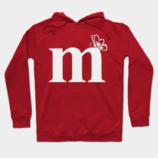 Letter M Lower Case m Alphabet with butterfly Hoodie